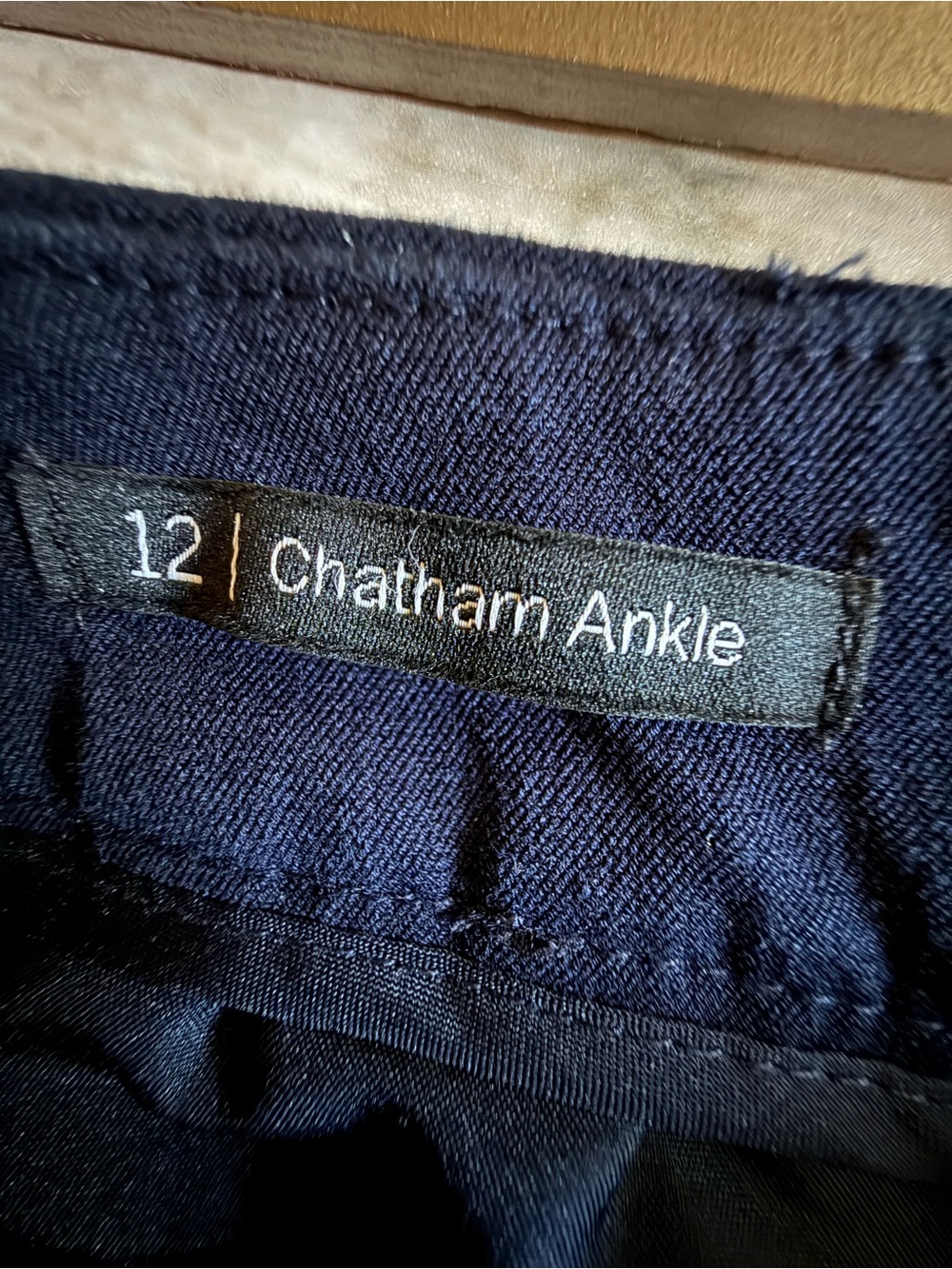 Talbots Chatham Ankle Pants Size Womens 12 Navy Blue Side Zip Button - Picture 5 of 7